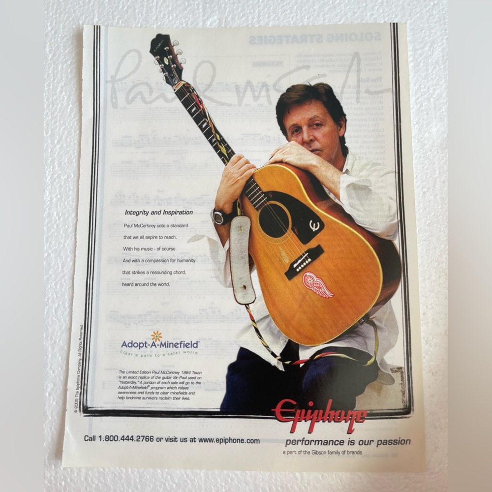 Epiphone Acoustic Guitar ad with Paul McCartney